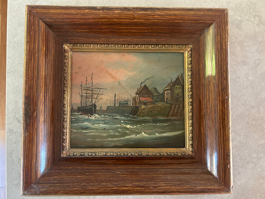 Vintage French painting Oil On Wood - Unsigned