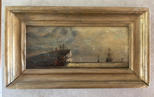 Vintage French Oil Painting on wood