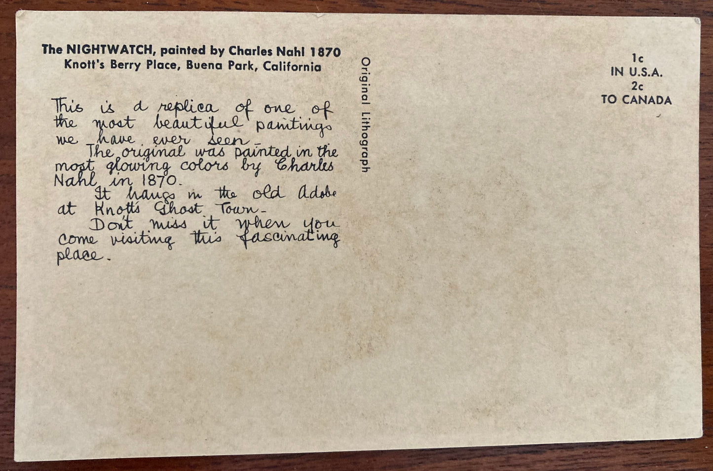 Postcard - The Nightwatch by Charles Nahl 1870