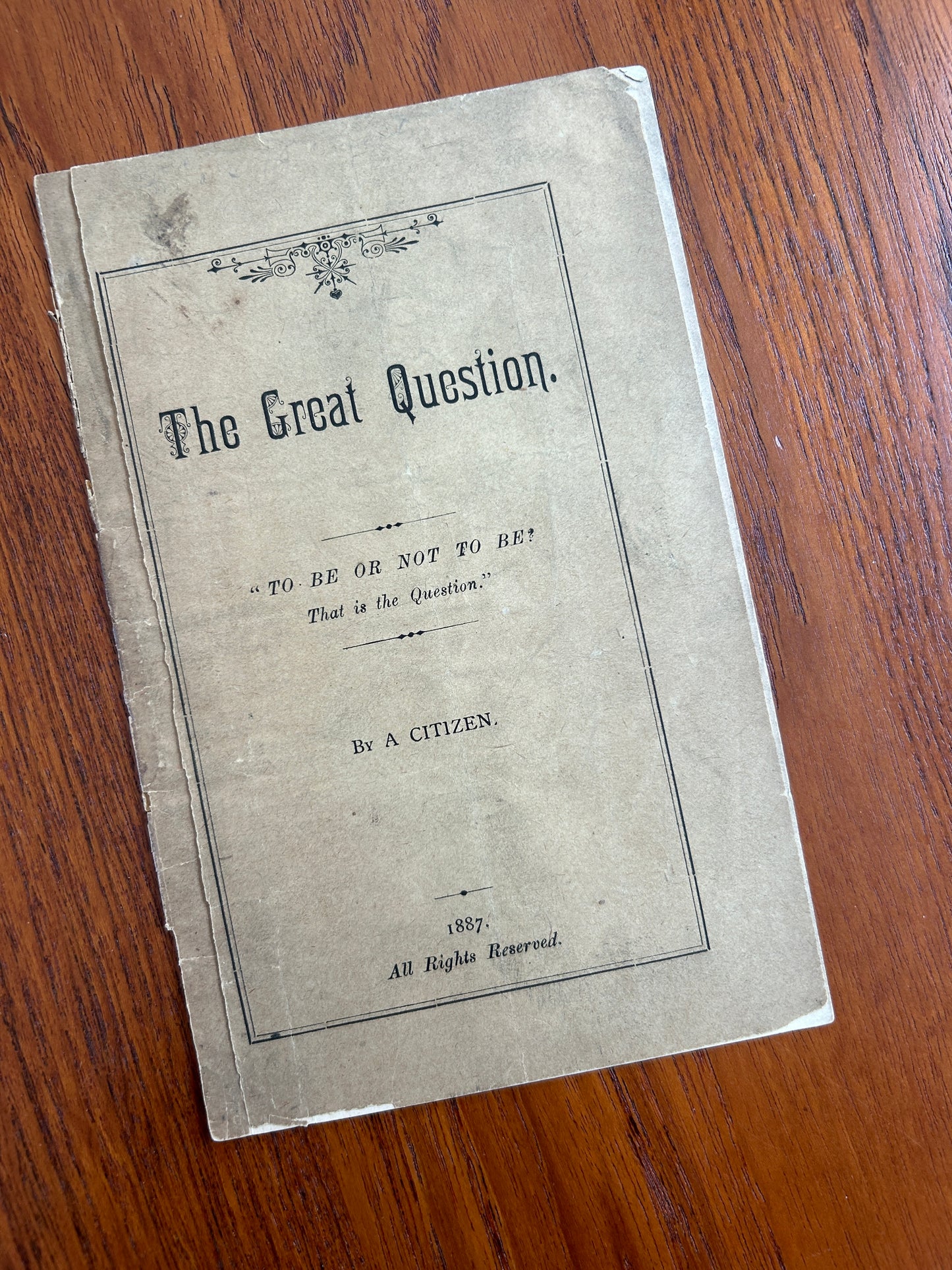 The Great Question. "To be or not to be" 1887