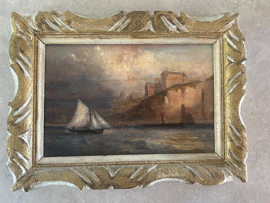 Vintage Oil Painting On Wood Panel