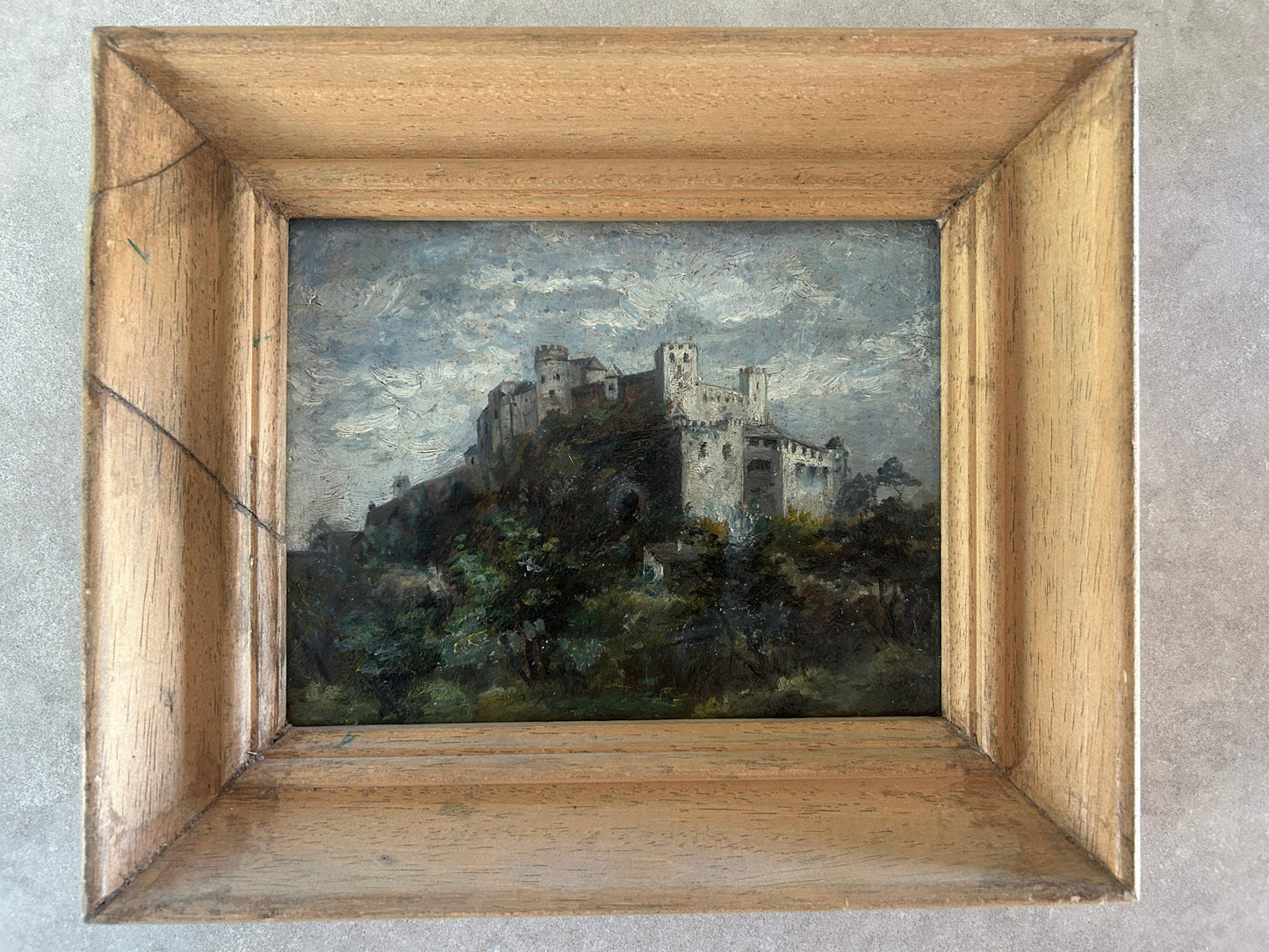 Vintage Oil Painting On Wood Board
