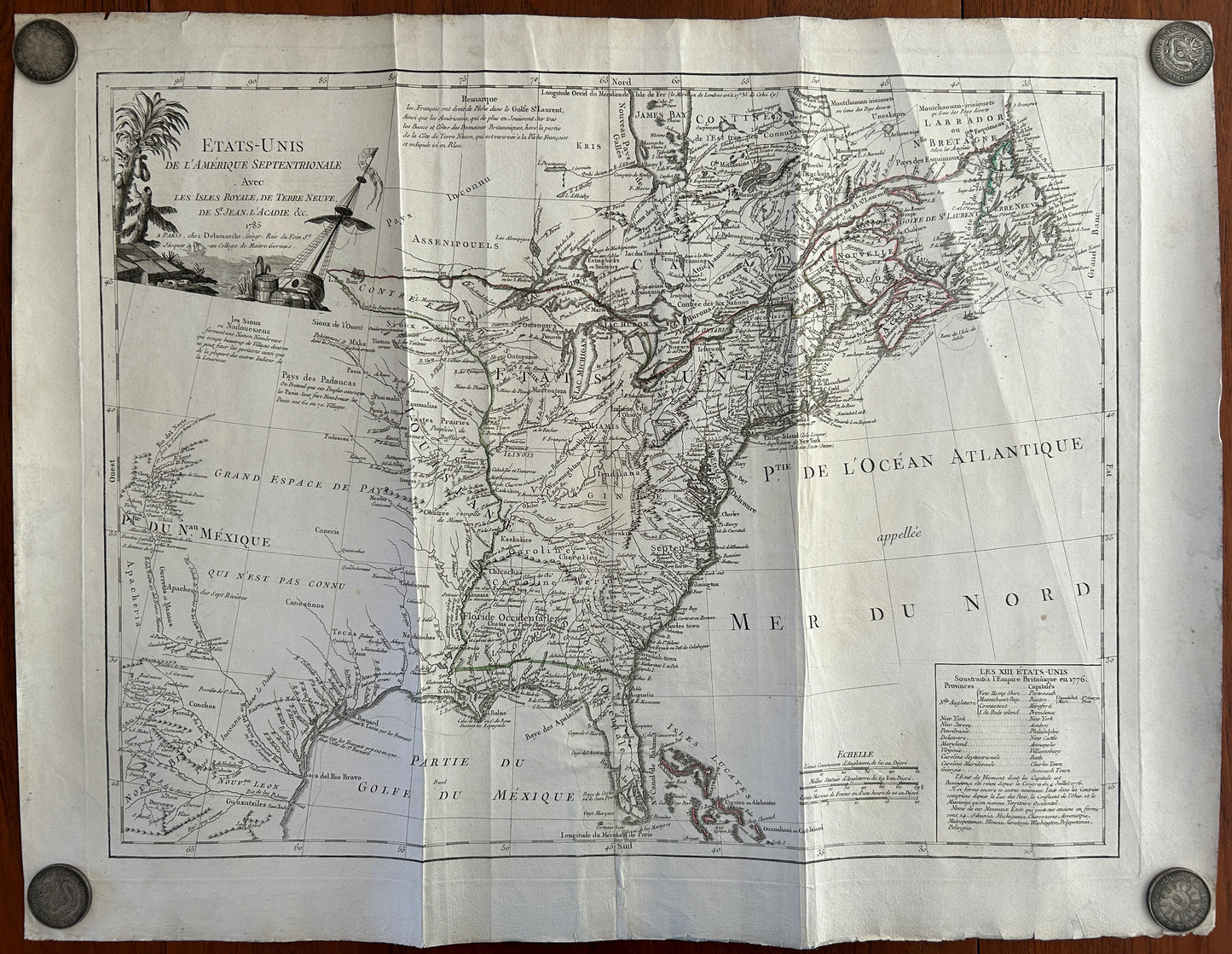 Delmarche, Charles Francois. Etats-Unis de L'Amerique Septentrionale avec les isles royale... Paris, 1785.