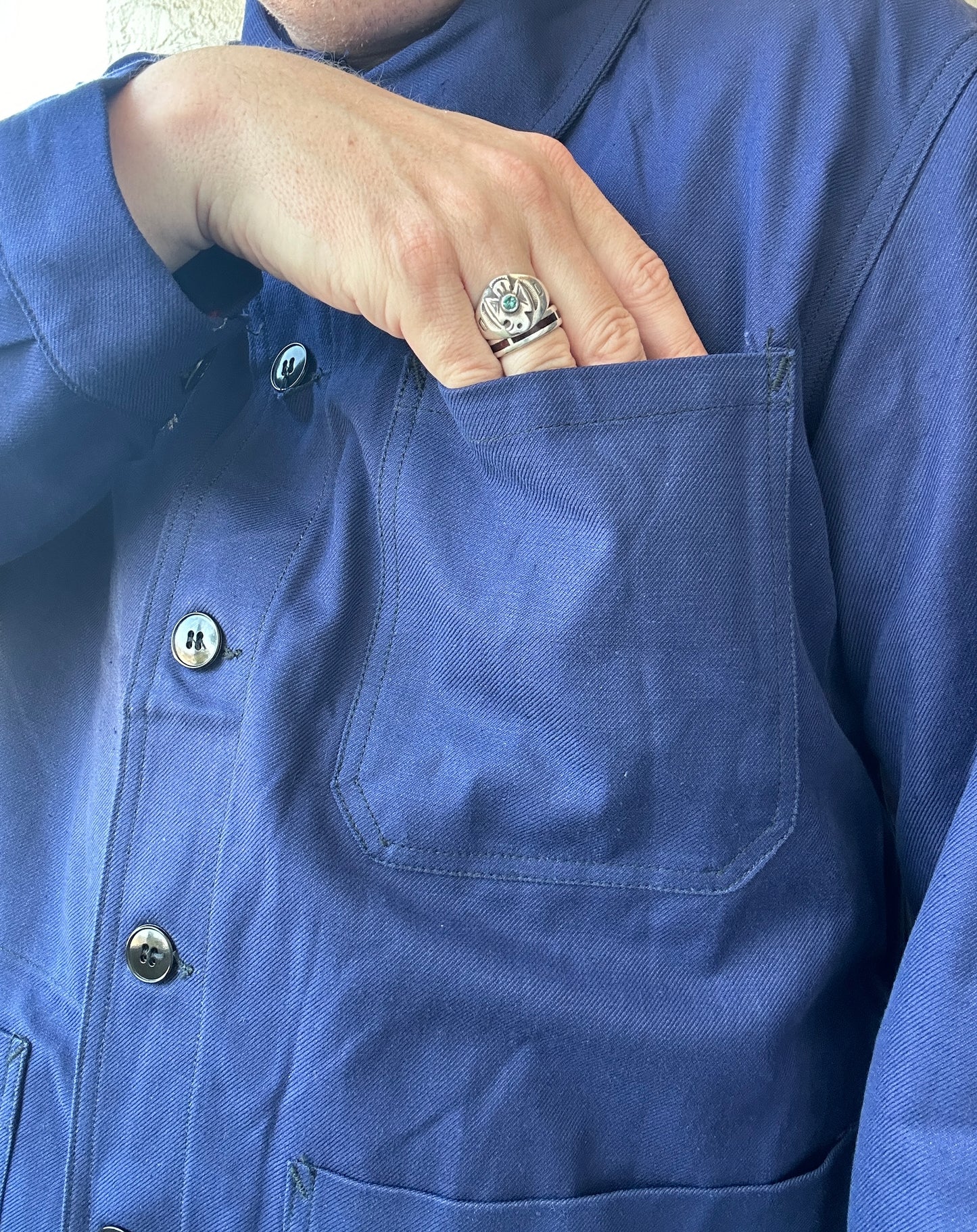 Vintage French Blue Workwear Chore Jacket