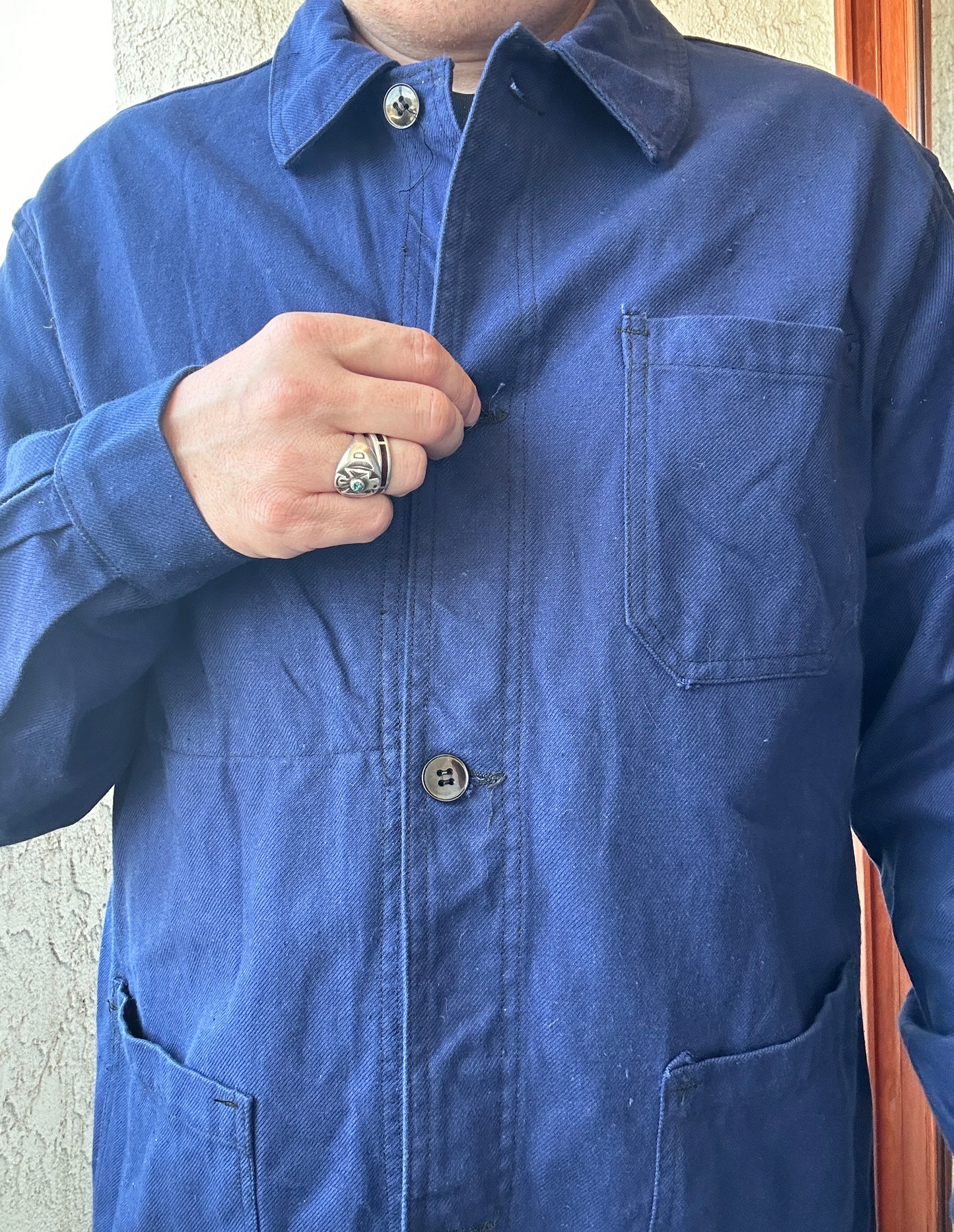 Vintage French Blue Workwear Chore Jacket