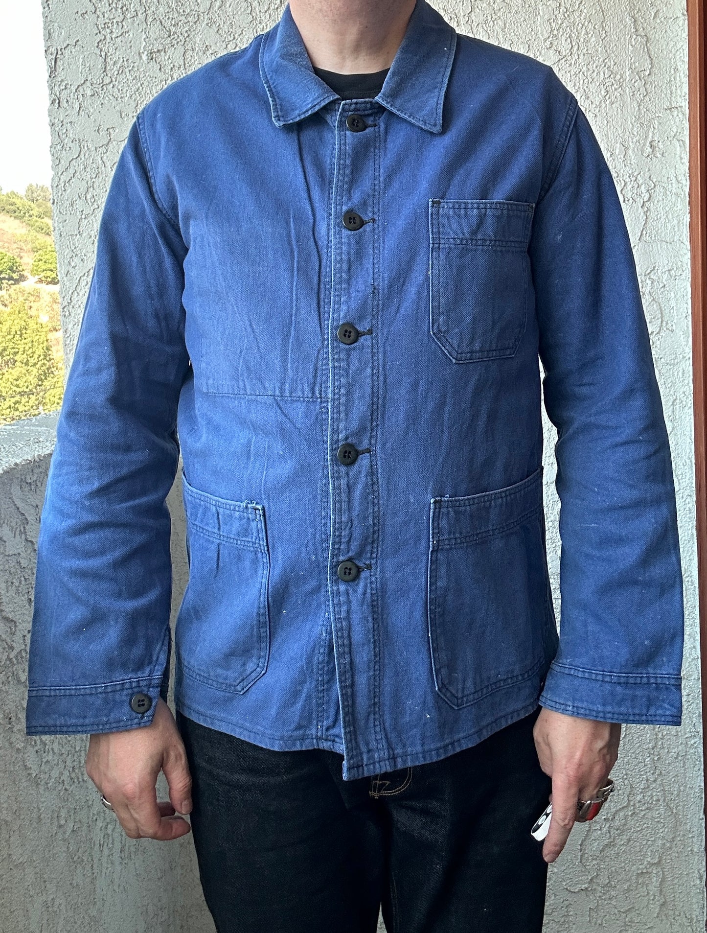 Vintage French Blue Workwear Chore Jacket