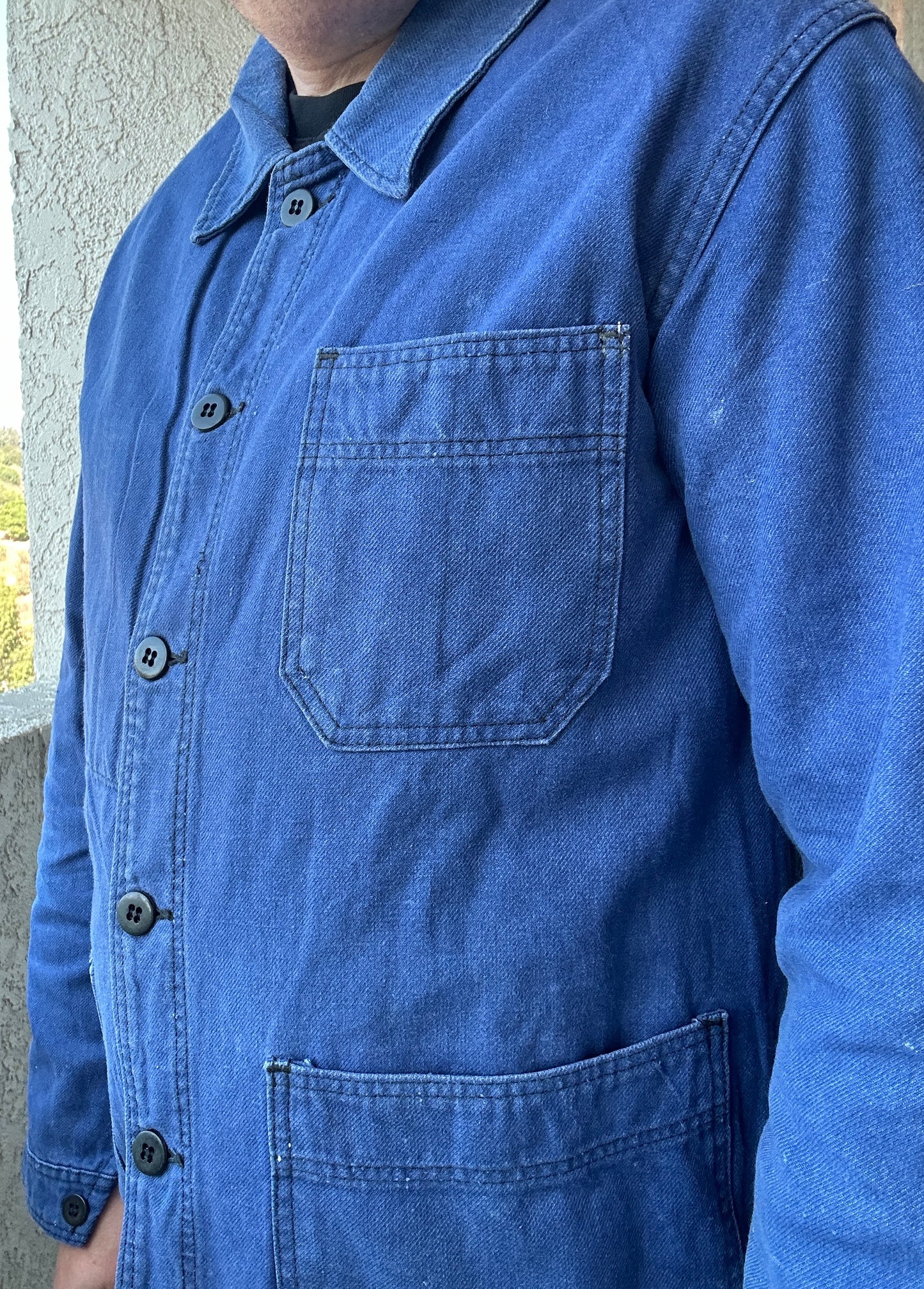 Vintage French Blue Workwear Chore Jacket