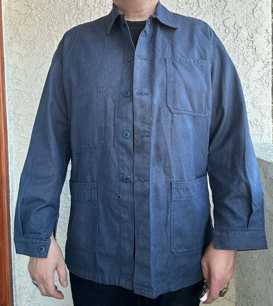 Vintage French Blue Workwear Chore Jacket