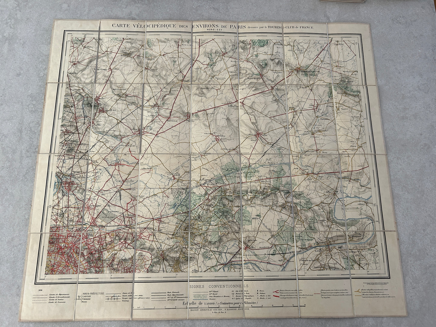 Carte Vélocipédique des environs de Paris 1894