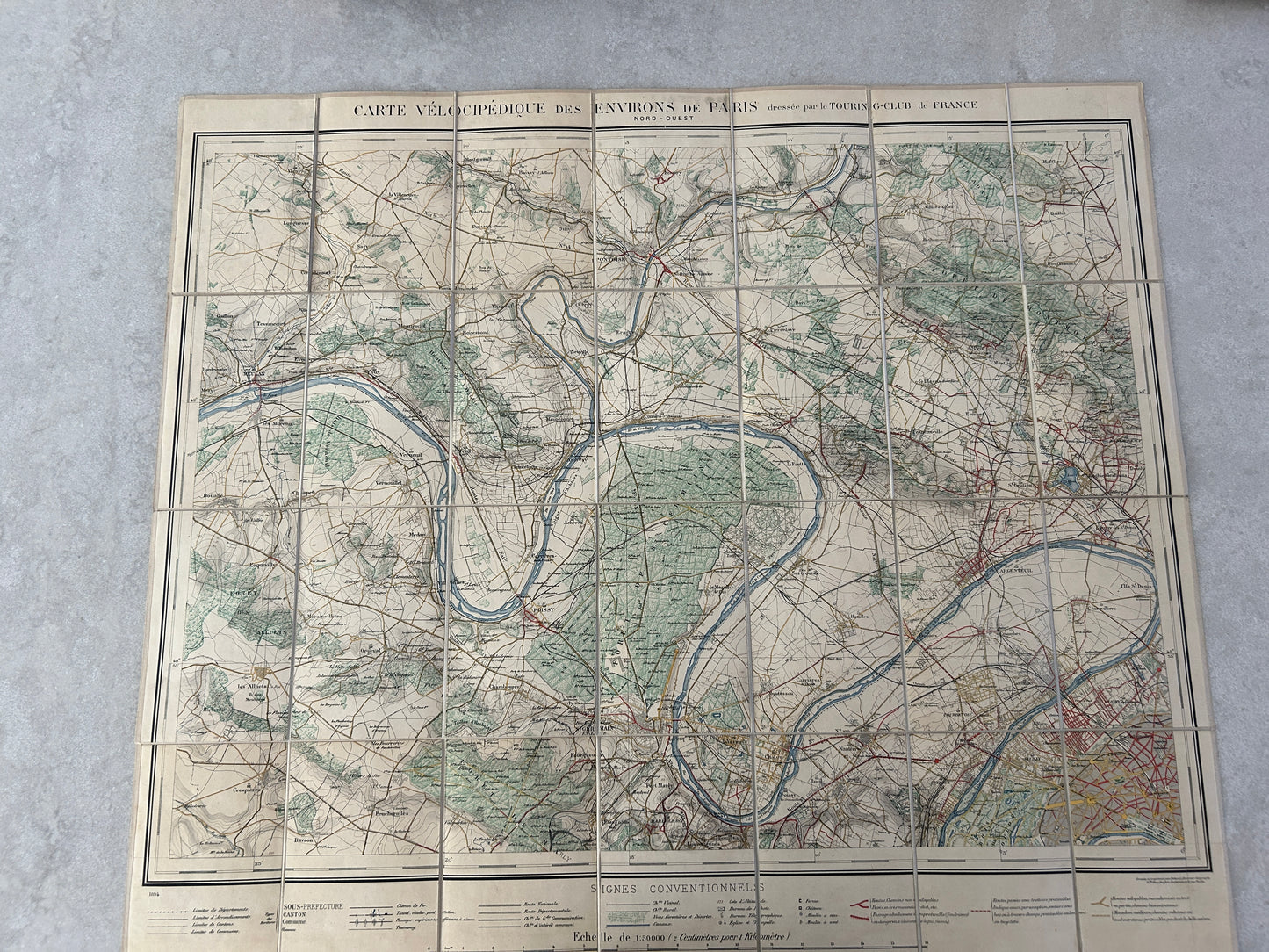 Carte Vélocipédique des environs de Paris 1894