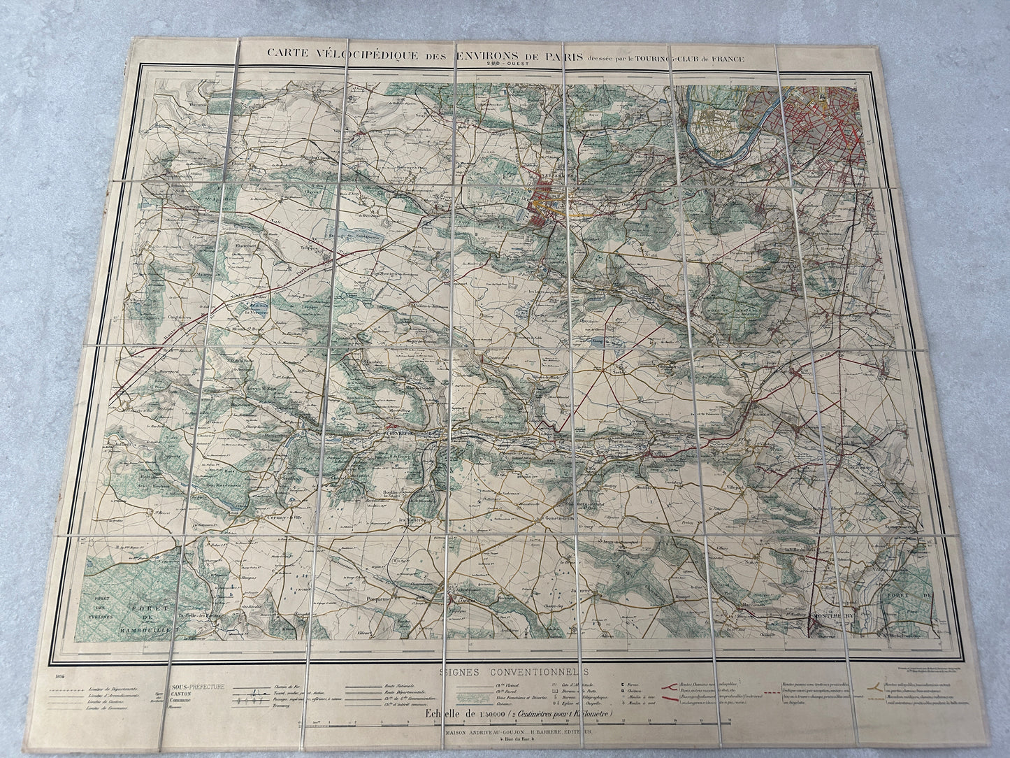 Carte Vélocipédique des environs de Paris 1894