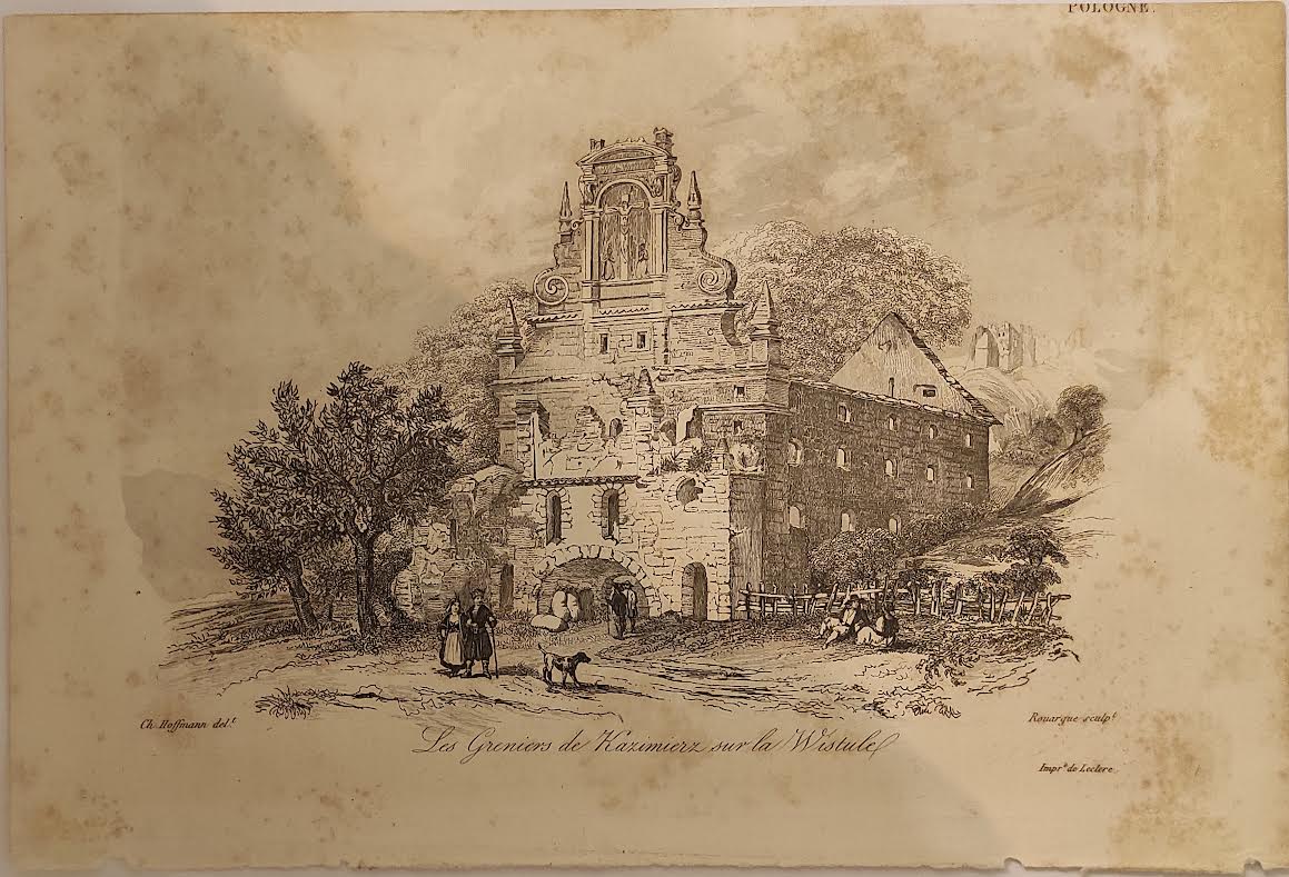 19th century Polish engraving, Leonard Chodźko Les Greniers de Kazimierz sur la Wistule (2)