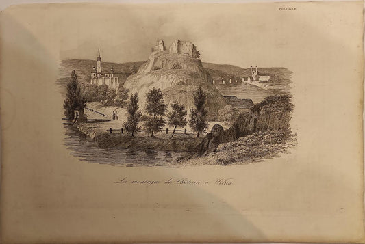 19th century Polish engraving, Leonard Chodźko La montagne du Chateau à Wilna