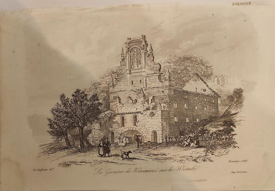 19th century Polish engraving, Leonard Chodźko Les Greniers de Kazimierz sur la Wistule (1)