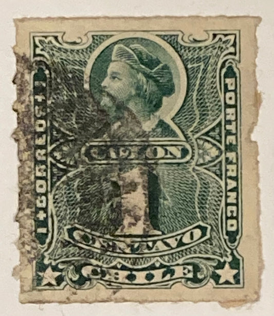 #25 A4 Columbus 1 Centavos Green Stamp