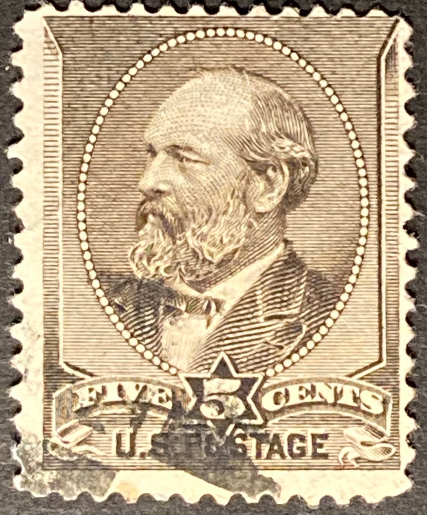 Scott #A56 - 5 Cents yellow brown James A. Garfield