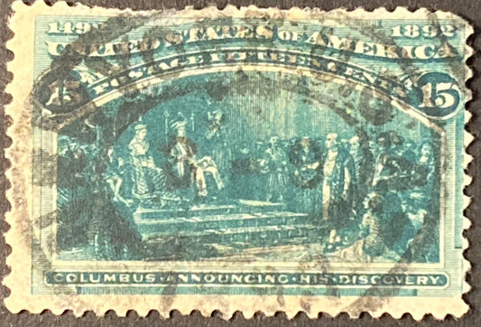 Scott #A79 Columbus Announcing His Discovery Dark Green Stamp 1893