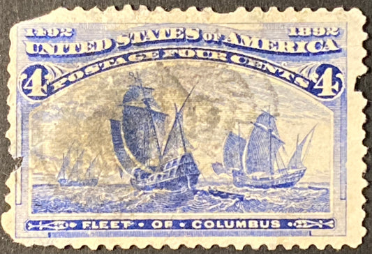 Scott #A74 4 Cents Ultramarine Fleet of Columbus Stamp 1893