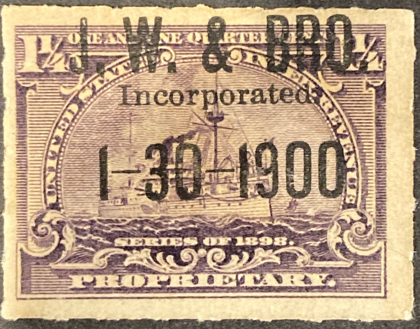 1900 1 1/4 cent USA Proprietary Stamp Inter Revenue