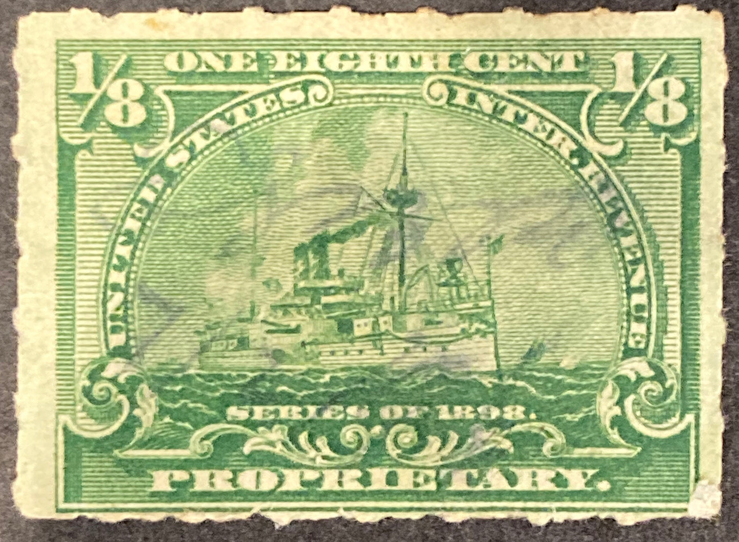 1898 1/8 cent Green USA Proprietary Stamp Inter Revenue