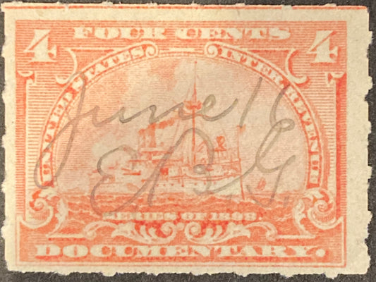 1898 4 cents Red USA Documentary Stamp Inter Revenue