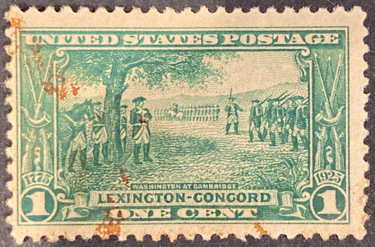 1925 1 cent Washington at Cambridge Lexington-Concord Stamp