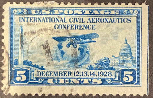 December 12th, 13th, 14th 1928 5 Cents International Civil Aeronautics Conference Stamp Scott #650