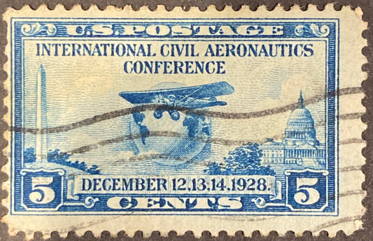 December 12th, 13th, 14th 1928 5 Cents International Civil Aeronautics Conference Stamp Scott #650