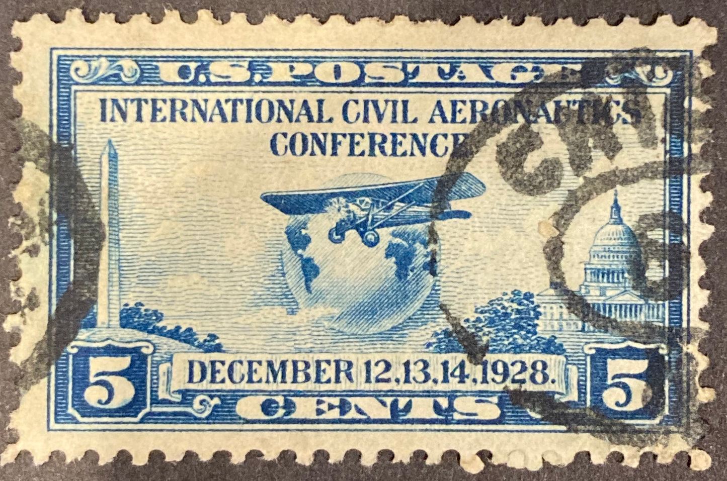 December 12th, 13th, 14th 1928 5 Cents International Civil Aeronautics Conference Stamp Scott #650