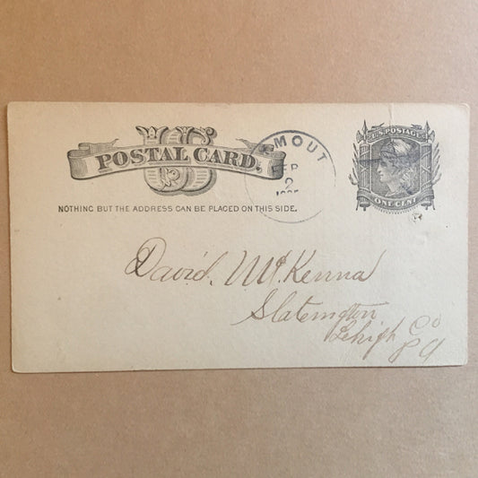 February 2nd 1882 - US Postal Card One Cent