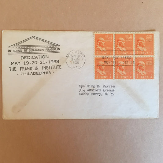 Vintage USA Cover w/ block of 6 1/2 cent