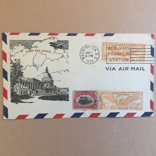 July 1st, 1934 - USA Cover via Air Mail