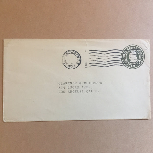 1927 US American Cover to Los Angeles with 1 cent Franklin