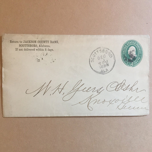 December 1st, 1894 - US American Cover To Knoxville with 2 Cents Green Washington