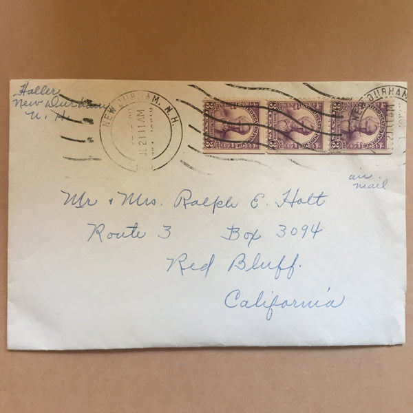 USA Cover with 3 Cents Purple Vertical Block