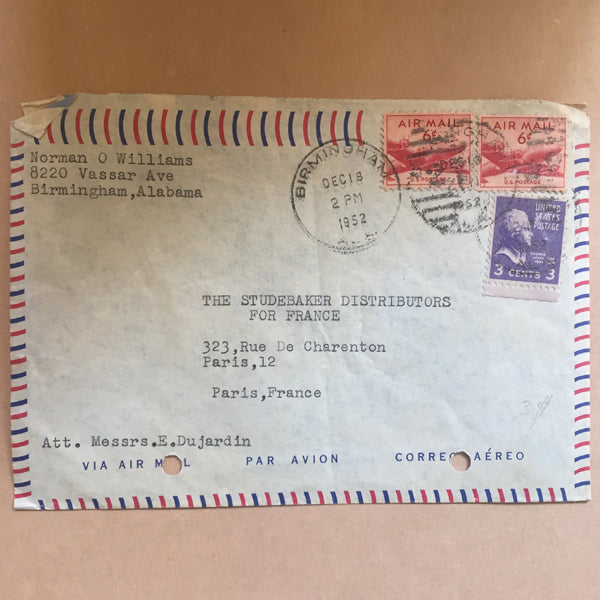 December 18th, 1952 - US American Cover to Paris, France With Stamps